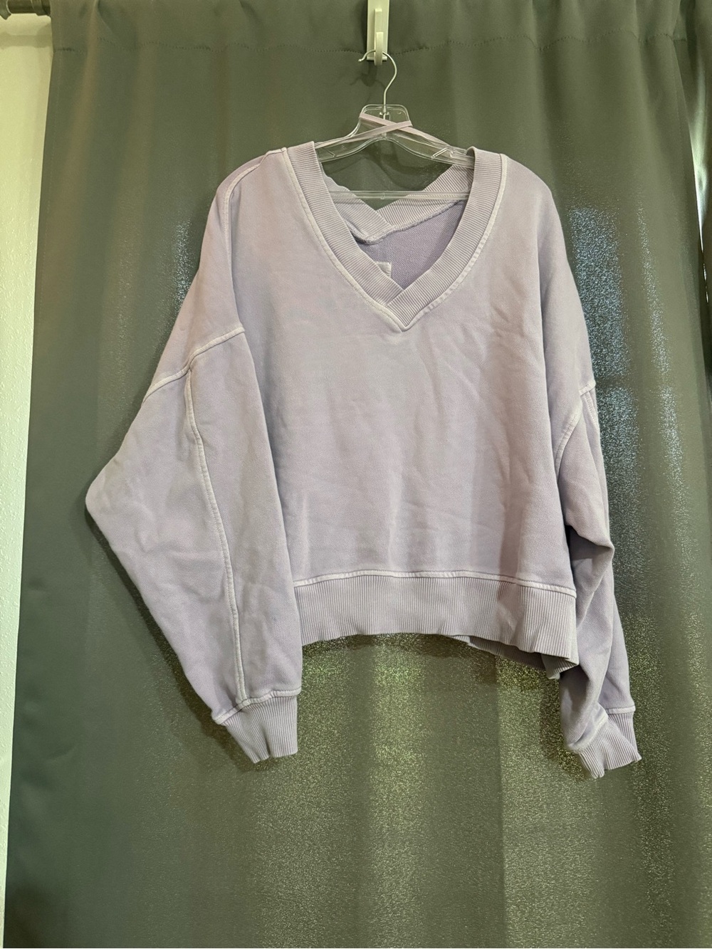Aerie light purple V-Neck Cropped Sweatshirt